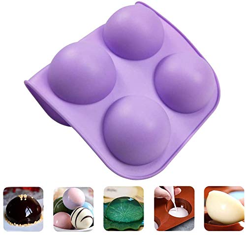 LEDeng 2 Pack 6-Cavity Semi Sphere Silicone Mold, Baking Mold for Making Hot Chocolate Bomb, Cake, Jelly, Dome Mousse (Purple) - Image 3