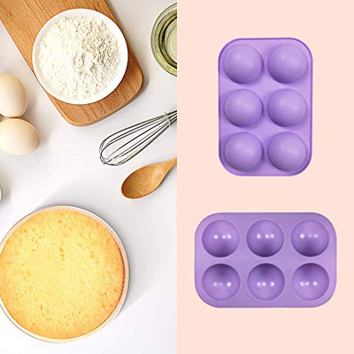 LEDeng 2 Pack 6-Cavity Semi Sphere Silicone Mold, Baking Mold for Making Hot Chocolate Bomb, Cake, Jelly, Dome Mousse (Purple) - Image 4