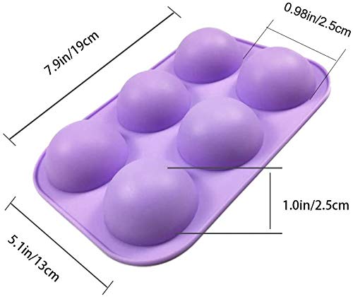 LEDeng 2 Pack 6-Cavity Semi Sphere Silicone Mold, Baking Mold for Making Hot Chocolate Bomb, Cake, Jelly, Dome Mousse (Purple) - Image 2