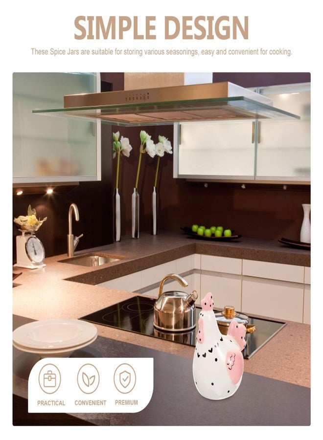 SHOWERORO Ceramic Salt and Pepper Shaker Set 2 Pcs Cute Chicken Design Kitchen Spice Jars with Lids Decorative Seasoning Containers for Cooking Storage - Image 4