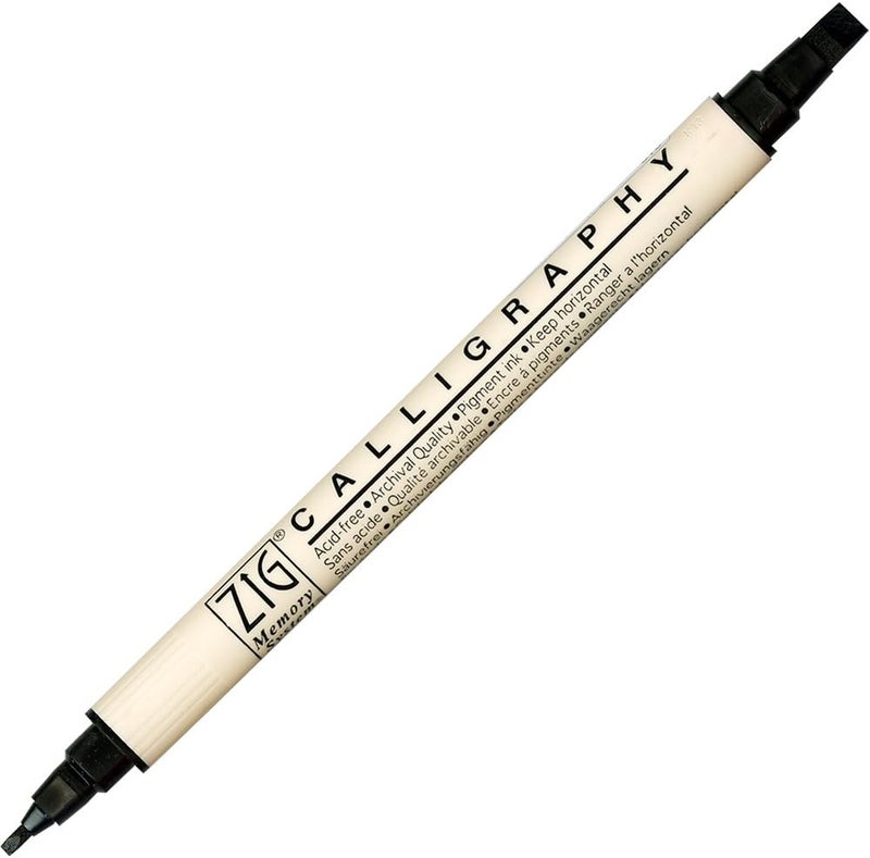 Kuretake Zig Memory System Calligraphy Marker - Pure Black, Twin-Tip Design - Image 1