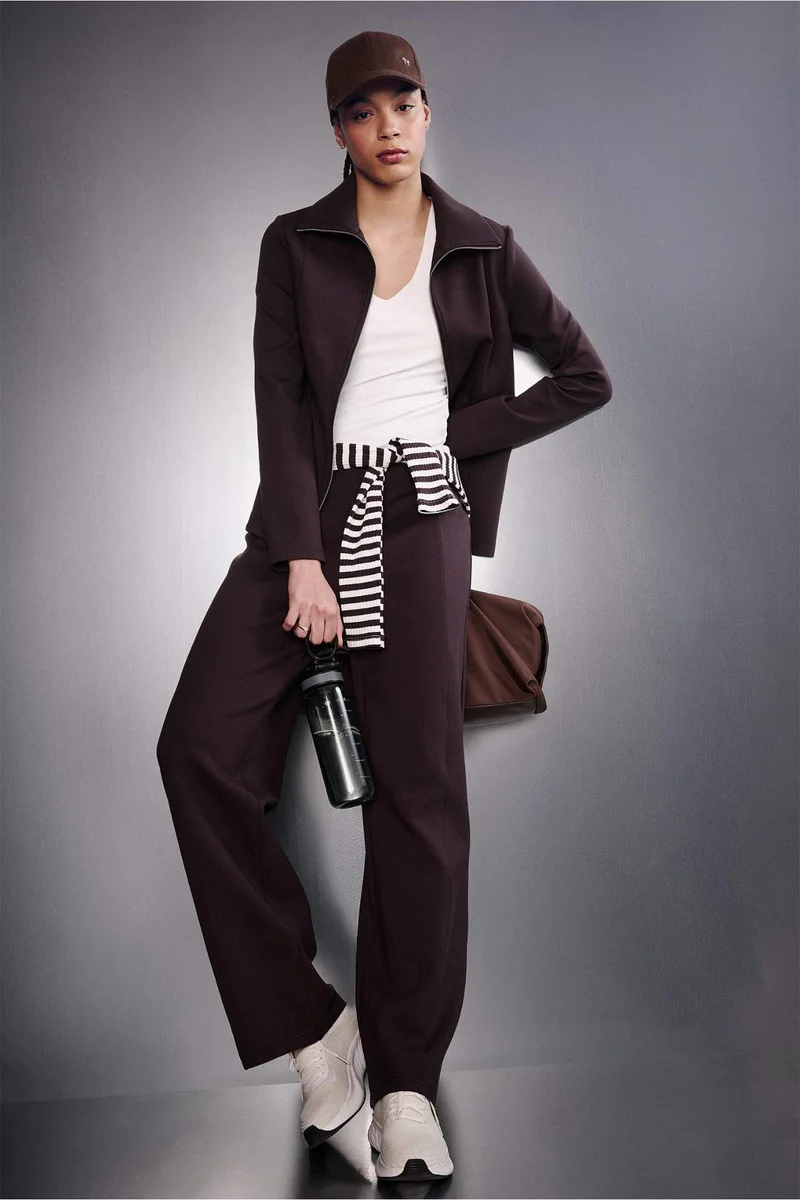 ديفاكتو Wide Leg Wide Leg With Pockets Scuba Fabric Trousers