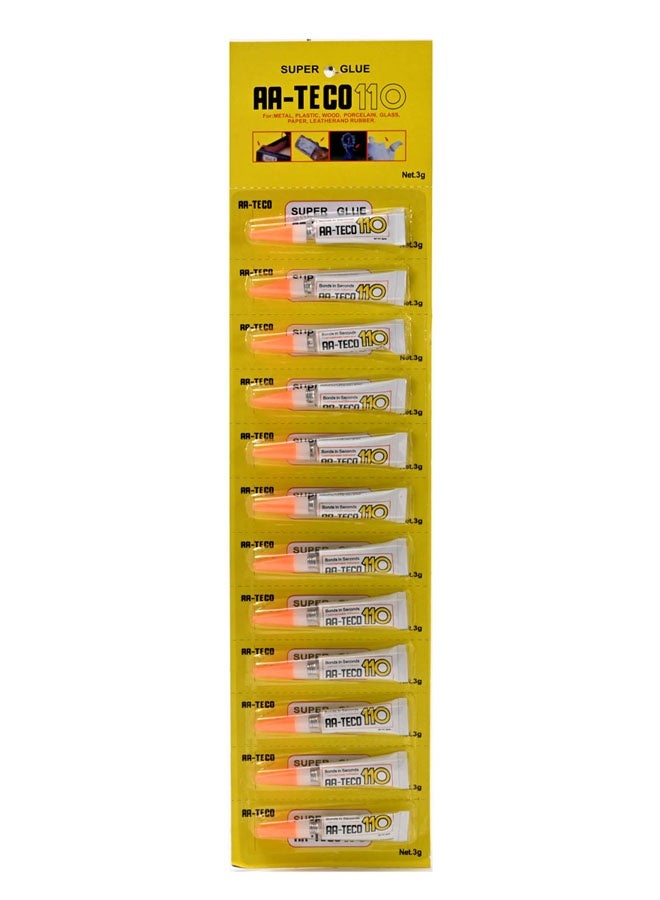 Super Glue - 12 Piece 3g - Yellow Package - All Purpose Instant Dry Adhesive Super Glue with Precision Applicator for Various Materials - Ideal for Metal, Plastic, Rubber, Leather, and Wood - Image 1