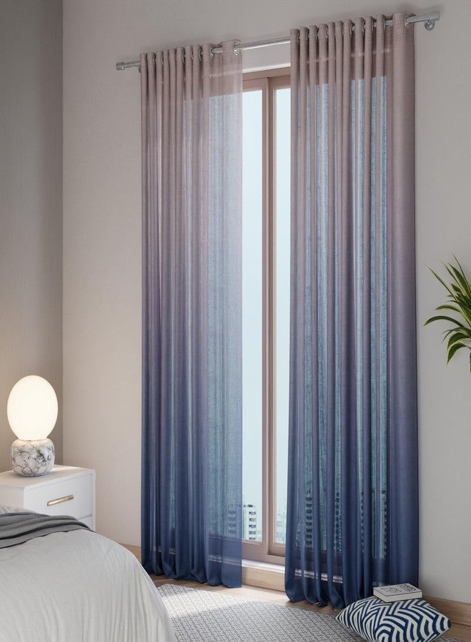 Stoa Paris Sheer Ombre Printed Door Curtain, Aesthetic Curtain with Easy Grommet Installation, Light Filtering, Home Decor, Bedroom, Balcony, Living Room, Set of 1 Parda, Evening Glow - Navy - Image 1