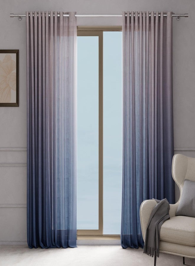 Stoa Paris Sheer Ombre Printed Door Curtain, Aesthetic Curtain with Easy Grommet Installation, Light Filtering, Home Decor, Bedroom, Balcony, Living Room, Set of 1 Parda, Evening Glow - Navy - Image 4