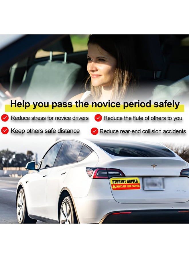 HAP FUNN Large Student Driver Magnet for Car, 3 PCS New Driver Magnet Sticker Sign for Car, Reflective Magnetic Warning Bumper Sticker for Students Novices, Removable Safety Rookie Attention Sign - Image 4