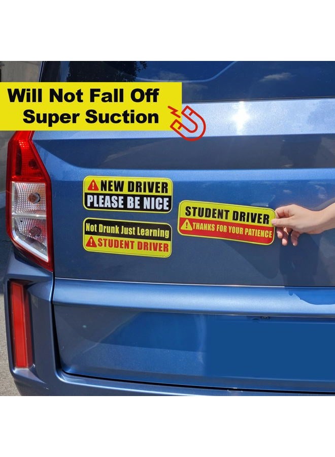 HAP FUNN Large Student Driver Magnet for Car, 3 PCS New Driver Magnet Sticker Sign for Car, Reflective Magnetic Warning Bumper Sticker for Students Novices, Removable Safety Rookie Attention Sign - Image 5
