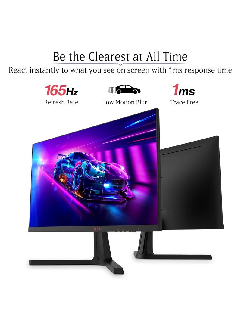 24 Inch Computer Monitor -FHD 1080P Gaming Monitor 165Hz VA 1ms, Adaptive Sync Technology, LED Monitors with Ultra-Thin, HDMI X2 /DP, VESA Compatible, Tilt Adjustable, Eye Care 24E4