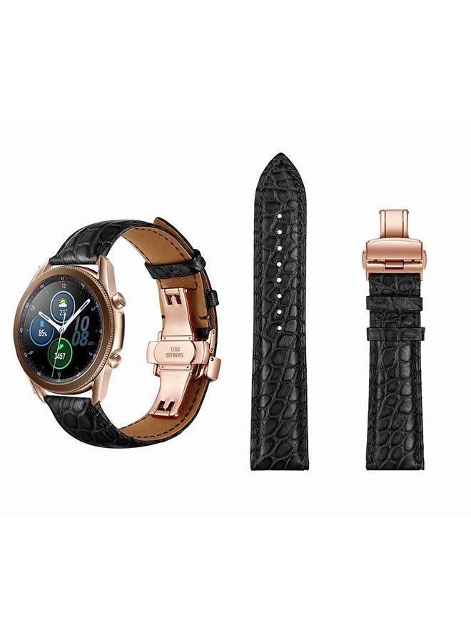 فيسوس شريط بديل لجلد التمساح الأصلي لـ Samsung Galaxy Watch 3 45 مم من الذهب الأسود/الوردي