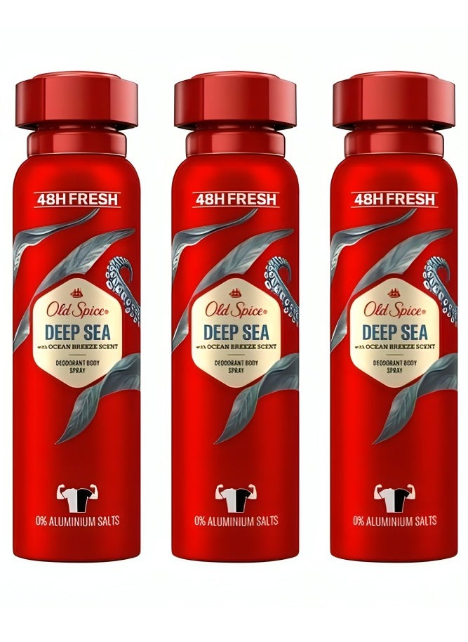 Old Spice - Pack Of 3 Old Spice Deep Sea Deodorant Body Spray for Men 150ml - Image 1