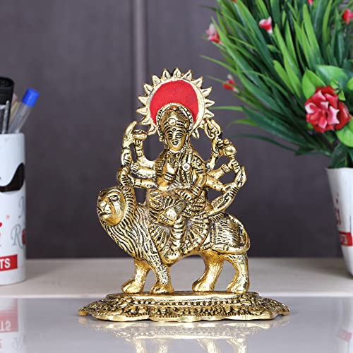 KridayKraft Durga Maa Murti,Shero vali ma Metal Statue for Navratri Pooja,Temple Pooja,Decor Your Home & Office,Religious Idol Gift Article,Showpiece Figurines... - Image 1