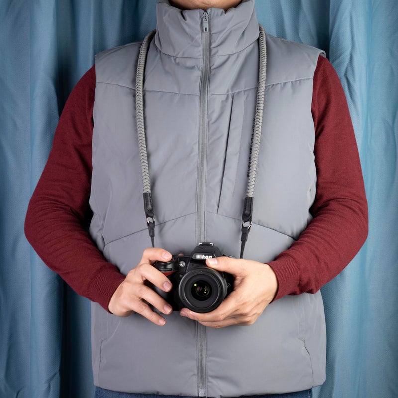 VKO Camera Strap,Quick Release Camera Shoulder Strap,Paracord Woven Portable Camera Neck Strap, for SLR DSLR Digital Mirrorless Camera(Grey) - Image 3