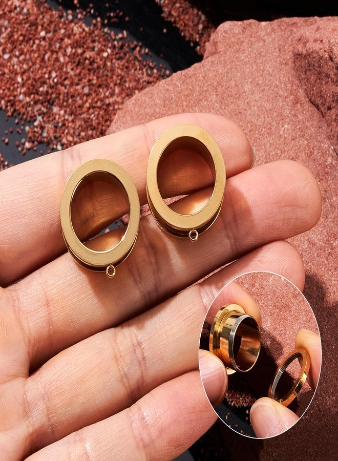 Oyaface 6pcs 9/16'' 14MM Ear Gauges Tunnels Plugs Gold DIY Ears Piercing Jewelry Ear Expander Stainless Steel Double Flared Ear Dangle Gauges Accessories for Women Men - Image 4