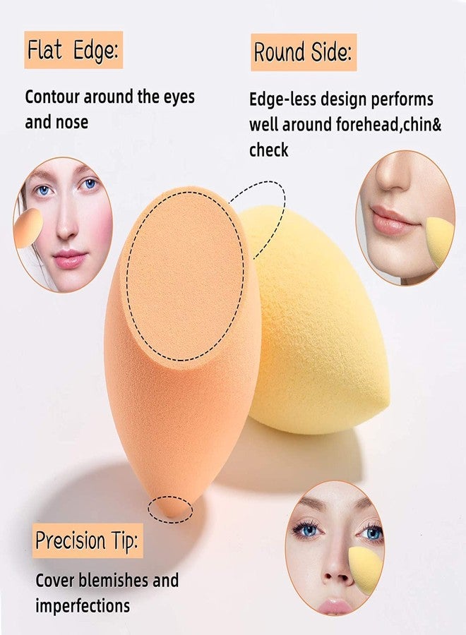 GOLD MAX Makeup Sponge Set Beauty Blender with Egg Case, Soft Sponge For Liquid Foundation, Creams, and Powders，Latex Free Wet and Dry Makeup (Multi colored) (Multicolor 4 Big + 3 Mini -7 Pcs set) - Image 3
