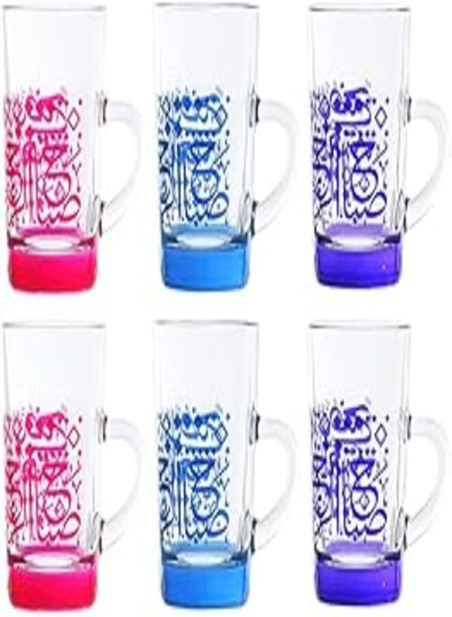 Dimlaj orchid printed finest durable glass terkish tea set, 6 pieces