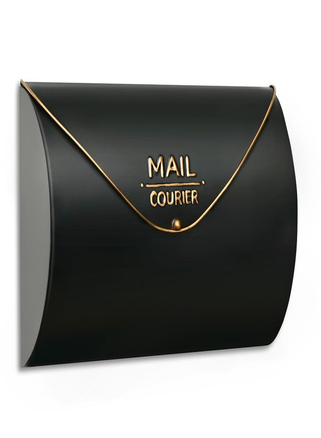 ZSHAWN Outdoor Wall Mount Mailbox, 13 x 3.74 x 10.3 inch Black Waterproof Mail Box, Heavy Duty Wall-Mounted Mailboxes for Home, Envelopes, Magazines & Small Packages - Image 1
