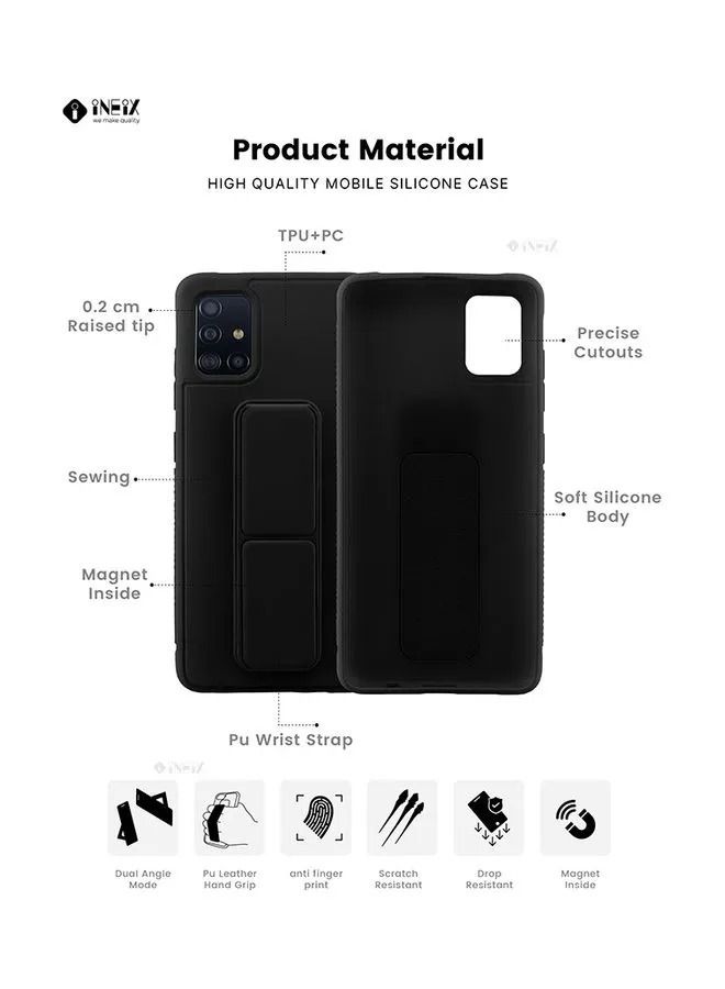 إينيكس غطاء حماية مغناطيسي 3 في 1 بشريط للتعليق باليد مزود بمقبض وحامل لجهاز سامسونج جالاكسي A51 بتقنية 4G أسود - Image 2