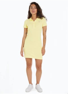 TOMMY HILFIGER Women's 1985 Collection Slim Fit Polo Dress -  Stretch organic cotton pique, Yellow  - Image 2