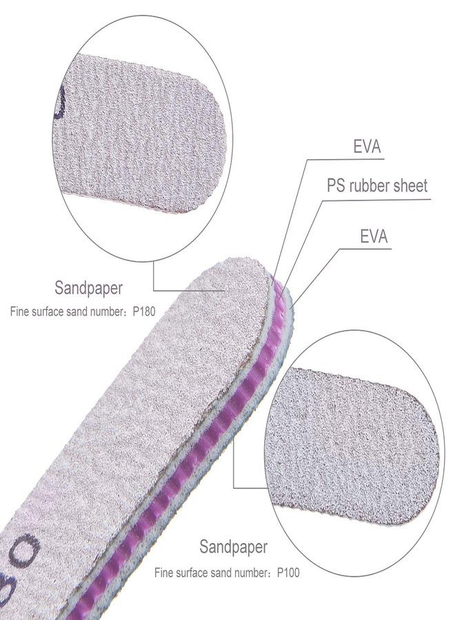 HUNCHA مبرد أظافر HUNCHA قطعة واحدة، مناسب للأظافر الأكريليك والطبيعية، ألواح صنفرة لتشكيل الأظافر الطبيعية وتلميعها، ذو وجهين بدرجة خشونة 100/180، أداة للعناية بالأظافر - Image 3