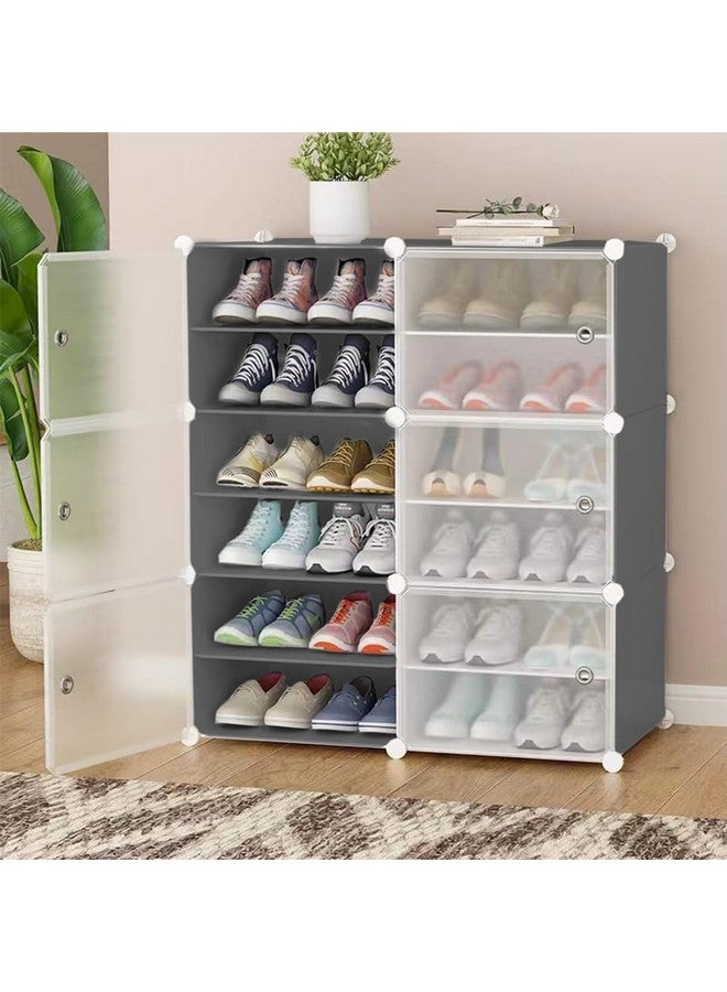 AYSIS Portable Shoe Rack for Home with Door,Adjustable Plastic Shoe Rack for Bedroom/Outdoor Waterproof,36 Pair Shoe Storage Organizer,Made of High-Density PP Frame for Stability (Grey) - Image 1