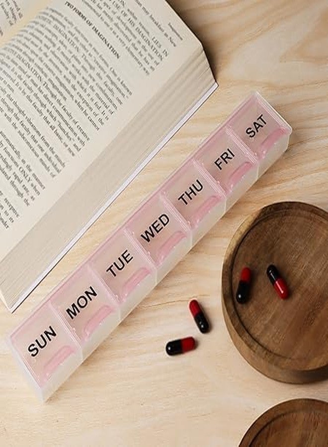 Extra Care Weekly Single Line Pill Box travel box tablet holder medicine dispenser organizer storage BPA Free Travel 7 Day Pill Box Case-Clear Set of 1 (Pink) - Image 3