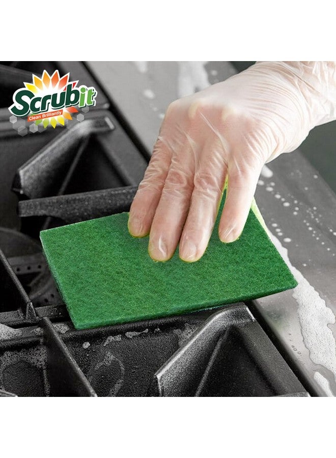 SCRUBIT Scouring Pads - Heavy Duty Household Cleaning Scrubber with Non-Scratch Anti-Grease Technology - Reusable Scrubbing Pads - Green, 12 Pack - Image 2