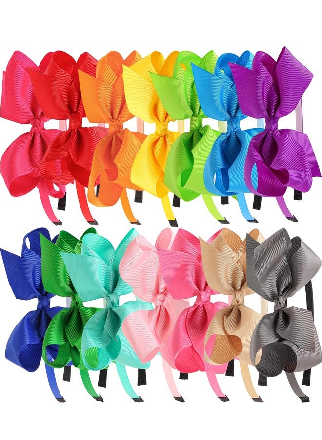 شيما ربطات شعر من شريط غروغرين من زيما، مقاس 4.5 بوصة، بألوان قوس قزح وألوان الباستيل، مناسبة للفتيات الصغيرات والمراهقات والأطفال، عبوة من 14 قطعة - Image 1