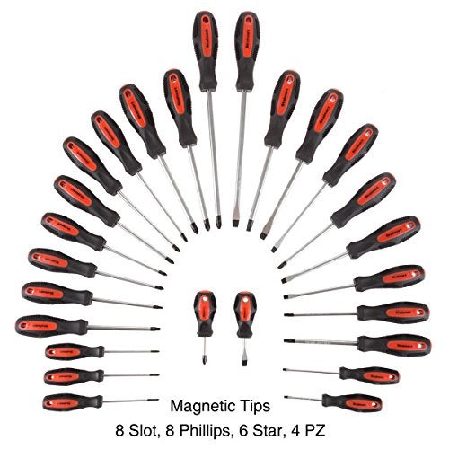 Stalwart 26-Piece Screwdriver Set with Wall Mount, Stand, and Magnetic Tips - Phillips, Slotted, Pz, and Star Screw Tips by Stalwart (Black) - Image 3