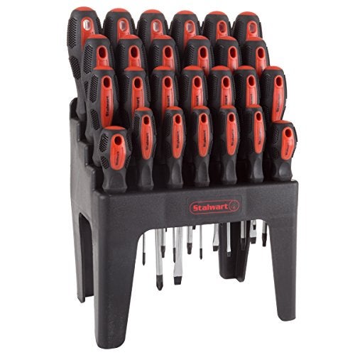 Stalwart 26-Piece Screwdriver Set with Wall Mount, Stand, and Magnetic Tips - Phillips, Slotted, Pz, and Star Screw Tips by Stalwart (Black) - Image 1