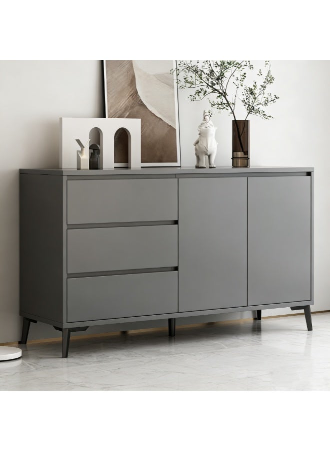  CityRiya-Long خزانة تخزين رمادية داكنة حديثة ، خزانة بوفيه متعددة الوظائف ، خزانة بار القهوة مع 3 درجات وأبوابين ، تخزين مستقل Credenza لغرفة الطعام مدخل غرفة المعيشة (DSG044) - Image 1