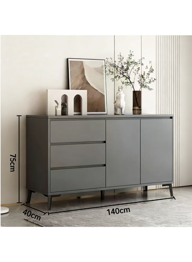  CityRiya-Long خزانة تخزين رمادية داكنة حديثة ، خزانة بوفيه متعددة الوظائف ، خزانة بار القهوة مع 3 درجات وأبوابين ، تخزين مستقل Credenza لغرفة الطعام مدخل غرفة المعيشة (DSG044) - Image 2