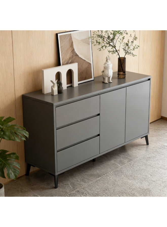  CityRiya-Long خزانة تخزين رمادية داكنة حديثة ، خزانة بوفيه متعددة الوظائف ، خزانة بار القهوة مع 3 درجات وأبوابين ، تخزين مستقل Credenza لغرفة الطعام مدخل غرفة المعيشة (DSG044) - Image 3