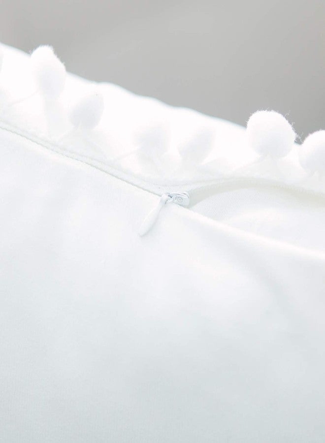 NATUS WEAVER أغطية وسائد زخرفية من المخمل الأبيض من NATUS WEAVER مع كرات صوفية ناعمة مربعة الشكل وأغطية وسائد قطنية للأريكة وغرفة النوم والسيارة، عبوة من قطعتين، 12 × 20 بوصة - Image 3