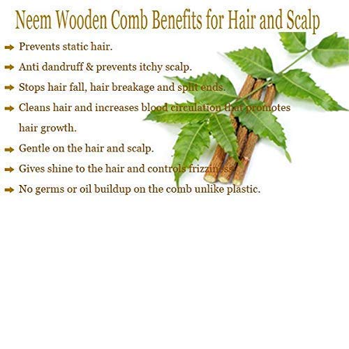 WITSOUL Natural Neem Wood Comb for Hair GrowthHair fallDandruff ControlSET OF 2 - Image 5