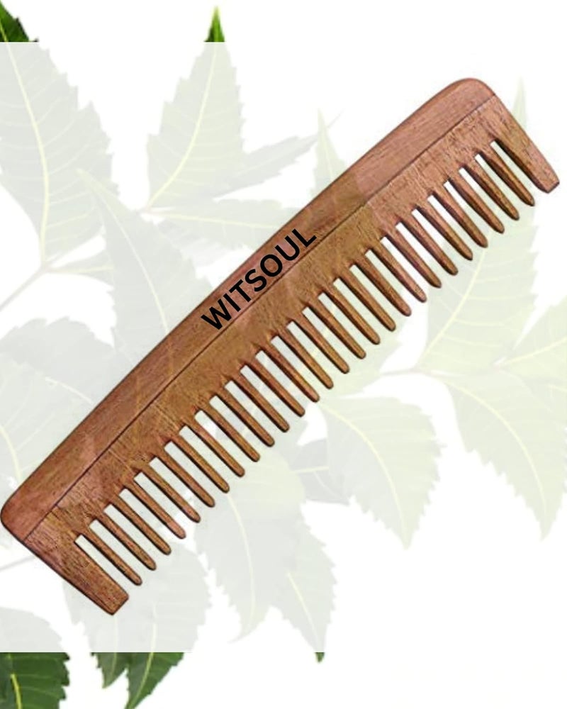 WITSOUL Natural Neem Wood Comb for Hair GrowthHair fallDandruff ControlSET OF 2 - Image 2