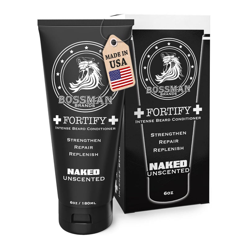 Bossman Fortify Intense Beard Conditioner for Men Naked  Unscented  Moisturizes Replenishes  Protects with Natural Ingredients  Thicker Formula Made in USA
