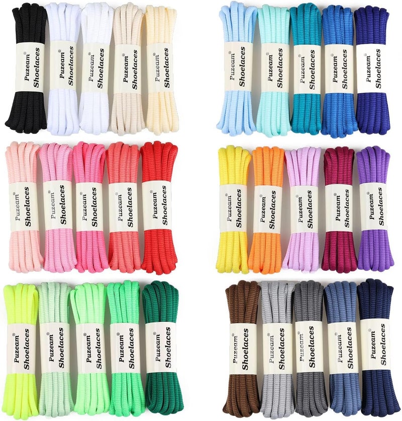 Puzeam 2 Pairs Oval Athletic Shoelaces 33 Colors 1/4" Half Round Shoe Laces for Sneakers - Black 80 - Image 5