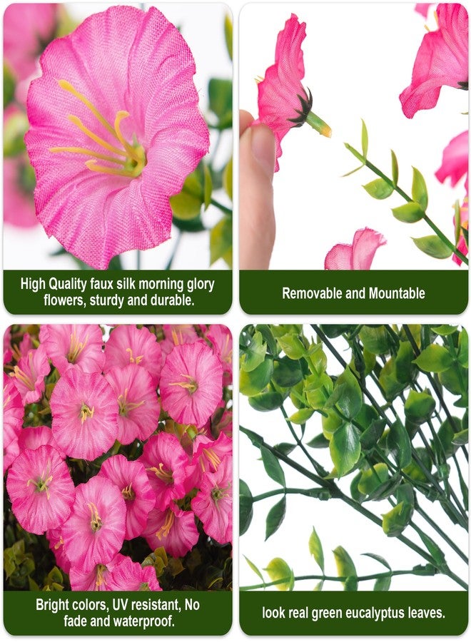 HyeFlora Artificial Flowers for Outdoors Spring Decoration, 12 Bundles Fake Silk Outside Pink Morning Glory UV Resistant Look Real Faux Plants for Planter Front Door Porch Patio Yard Gardens Balcony - Image 5