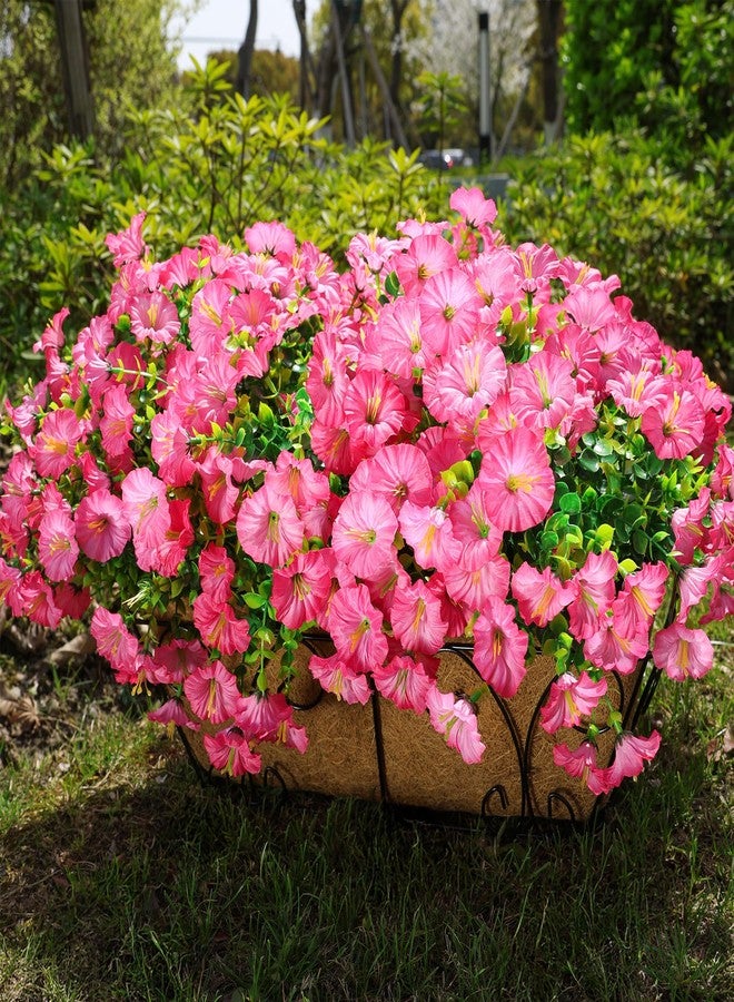 HyeFlora Artificial Flowers for Outdoors Spring Decoration, 12 Bundles Fake Silk Outside Pink Morning Glory UV Resistant Look Real Faux Plants for Planter Front Door Porch Patio Yard Gardens Balcony - Image 2