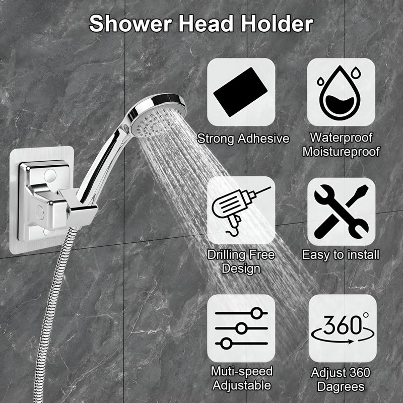 Universal Shower Bracket - 360° Adjustable Rotating Hanger with High-Strength Double-Sided Adhesive Base Ensuring Durable Attachment for Modern Bathrooms - Image 5