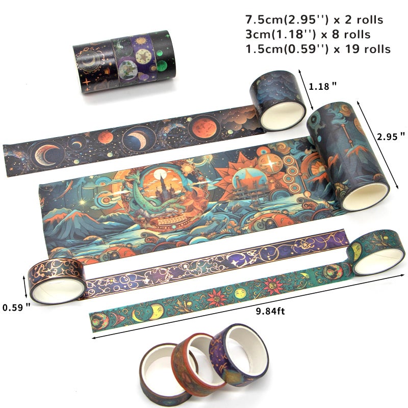 Geesinimo Washi Tape Set 29 Rolls, Magic Themed Decorative Paper Tapes for Halloween Journaling, Scrapbooking Supplies, Planners,DIY Crafts,Gift Wrapping - Image 2