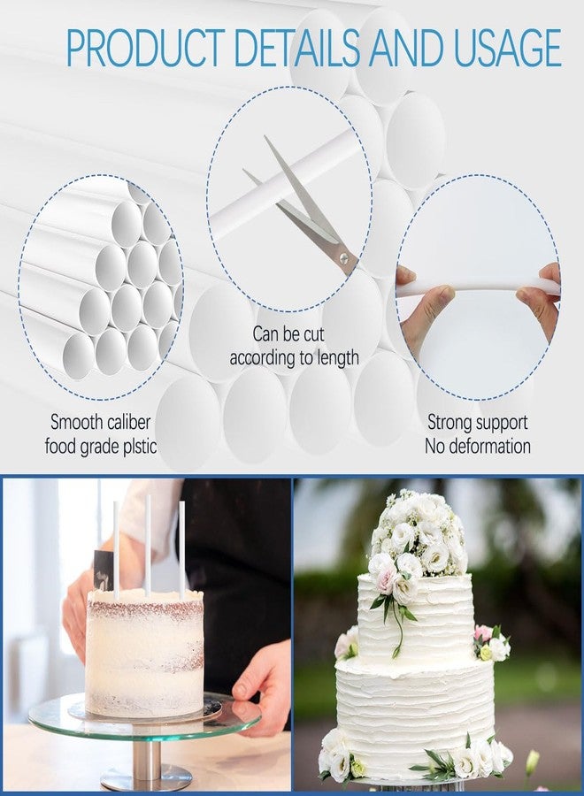 Quadafy 20 Pack White Plastic Cake Dowel Rods, Cake Dowels for Tiered Cakes, Cake Dowels With 0.47 Inch Diameter (9.5 Inch) - Image 3