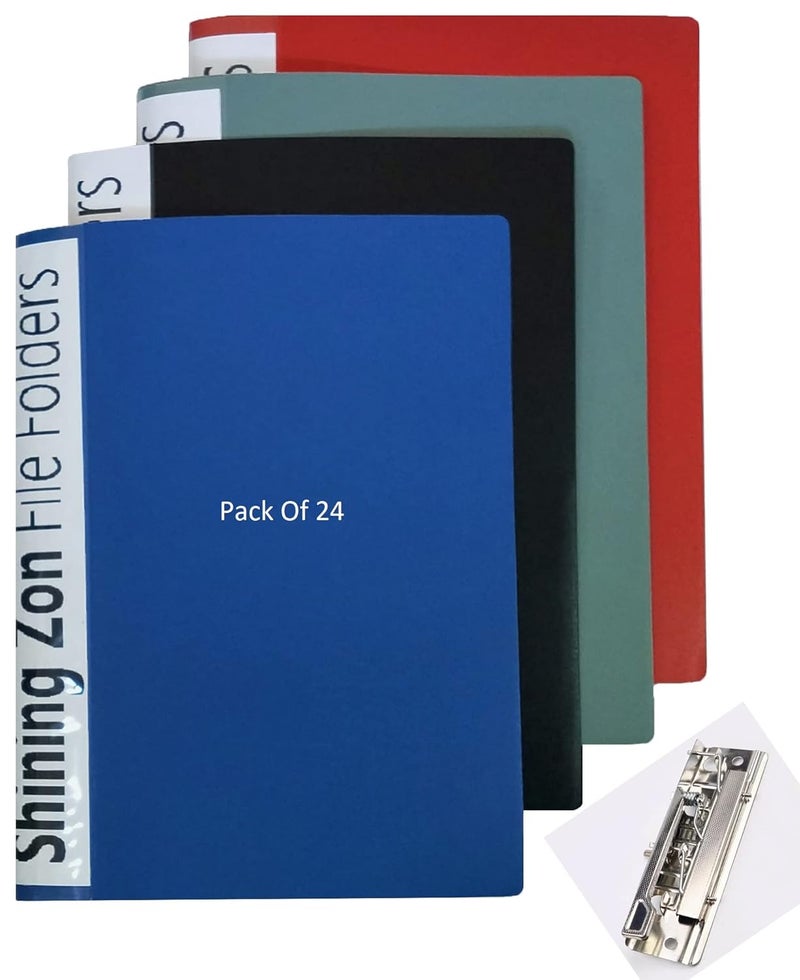 Shining Zon A4 Punchless Clip File with Pocket Timex Clip File Folder for Office documents and Certificate Plastic (Pack of 24) - Image 1
