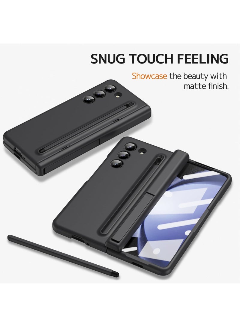 Captaintech Case for Samsung Galaxy Z Fold 7 Phone Case with Pen Holder and Pen, Hinge Protection, Built-in Screen Protector and Kickstand Protection, Shockproof and Anti-Fingerprint Phone Case (Black) - Image 4