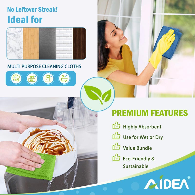 AIDEA Microfiber Cleaning Cloth, 20PK, Soft Absorbent Rags, Microfiber Towels for Cars, Kitchen Towels, Dusting Cloth for Home, Window, Cleaning Supplies, 12"Ã—12" - Image 5