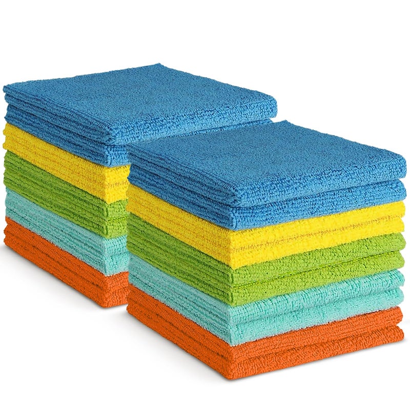 AIDEA Microfiber Cleaning Cloth, 20PK, Soft Absorbent Rags, Microfiber Towels for Cars, Kitchen Towels, Dusting Cloth for Home, Window, Cleaning Supplies, 12"Ã—12" - Image 1