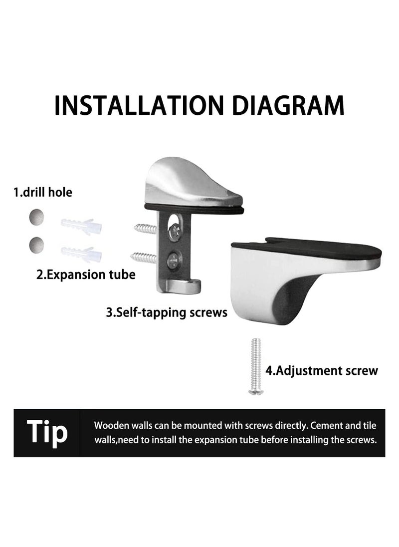 Glass Shelf Bracket, Duckbill Clip Shelf Bracket, Adjustable Glass Shelf Bracket, 4 Pcs Adjustable Wood/Glass Shelf Bracket, for 2-23mm Thickness Shelf Glass Shelf - Image 3