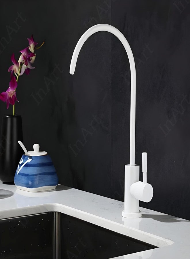 InArt Drinking Water Faucet for Kitchen Sink - Stainless Steel, White Finish, 360 Swivel, Non-Air Gap RO Faucet with 2-Year Warranty SS304, 360° Swivel - Image 5