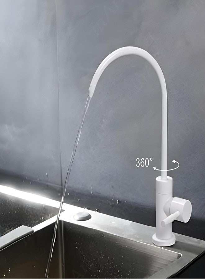 InArt Drinking Water Faucet for Kitchen Sink - Stainless Steel, White Finish, 360 Swivel, Non-Air Gap RO Faucet with 2-Year Warranty SS304, 360° Swivel - Image 2