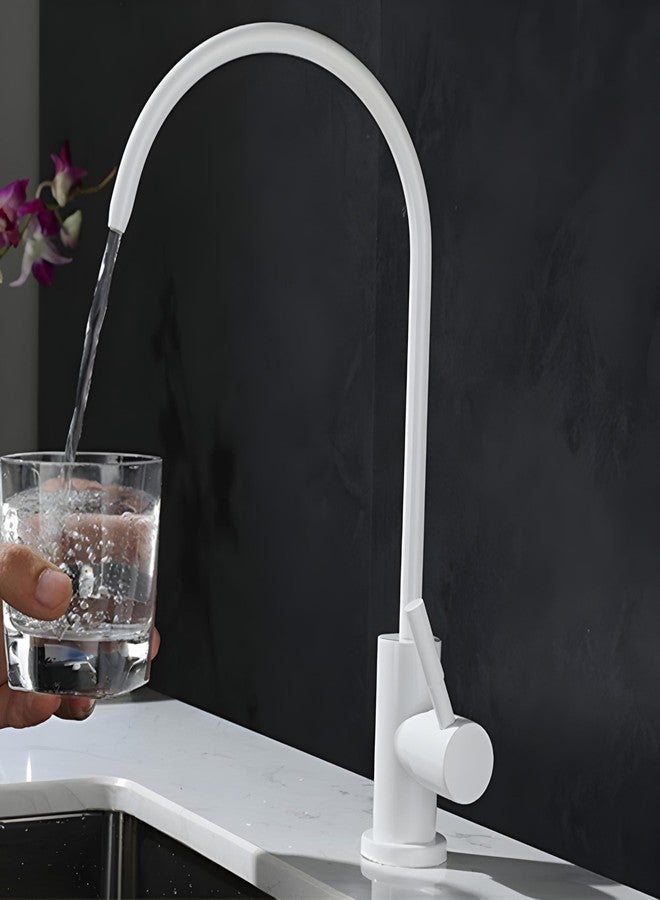 InArt Drinking Water Faucet for Kitchen Sink - Stainless Steel, White Finish, 360 Swivel, Non-Air Gap RO Faucet with 2-Year Warranty SS304, 360° Swivel - Image 1